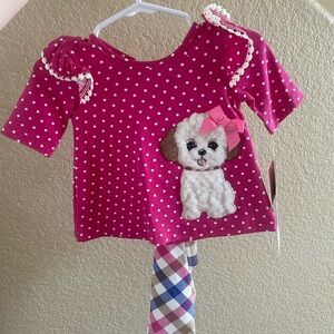 Rare Editions Pink and White Polka Dot Top
